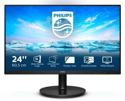 DEMO - Philips 241V8L - 24 inch - 1920x1080 FHD - 16:9 - HDMI - VGA  - 75Hz - Zwart